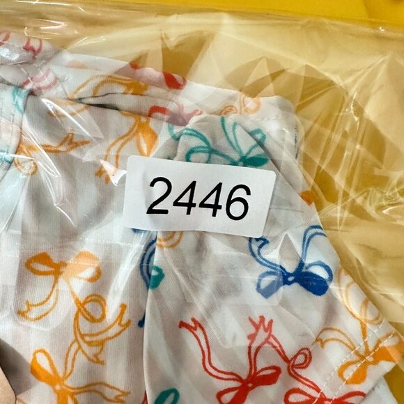 Dot Dot Smile Striped Bow White Cream Red Blue Girls Toddler Dress Cap Sleeve 2T - Picture 7 of 8